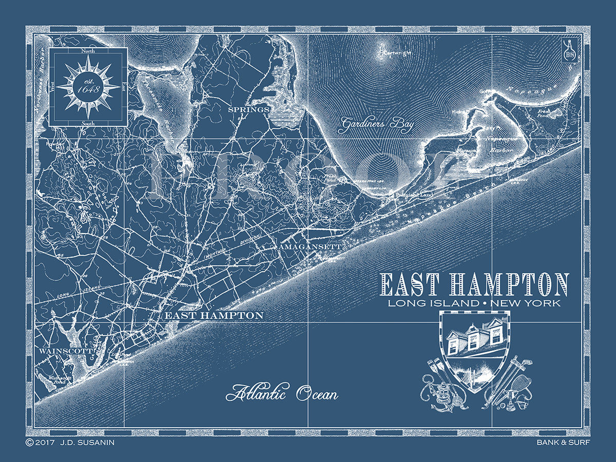 Map Of East Hampton NY Custom Maps Bank And Surf BANK SURF   EastHamptonNavy 