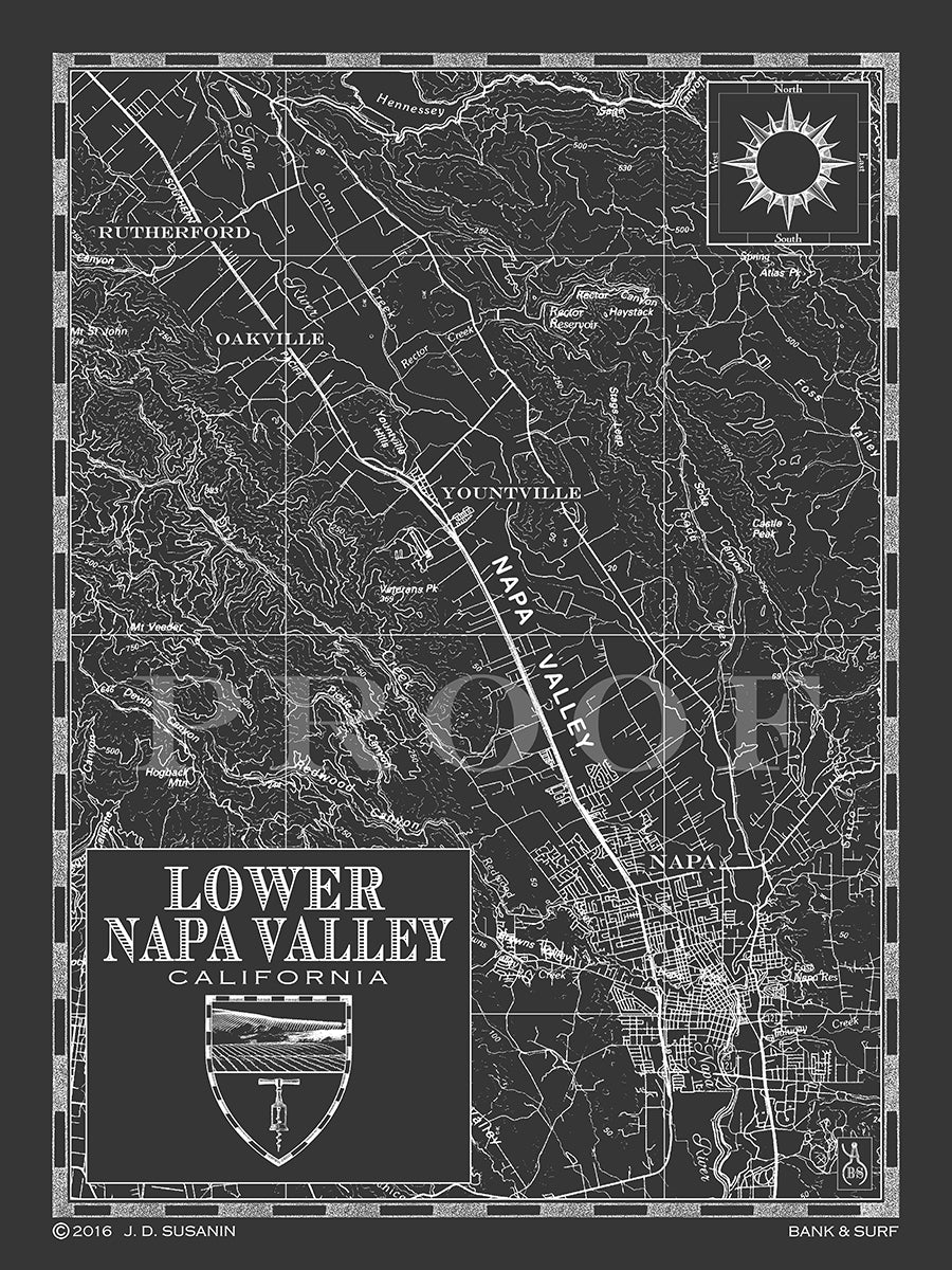 Map of Napa Valley (Lower), CA, Custom maps